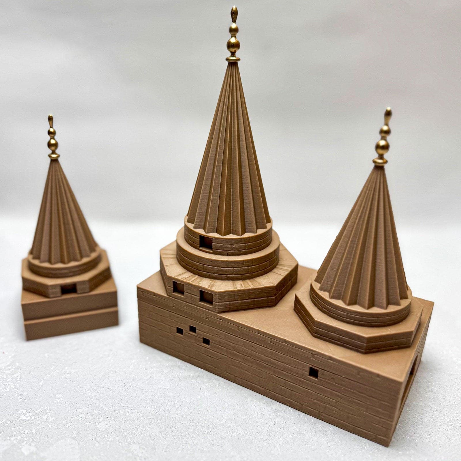 Lalish Tempel - Modell 4 - Holz-Optik, ezidisches Symbol aus dem 3D-Drucker