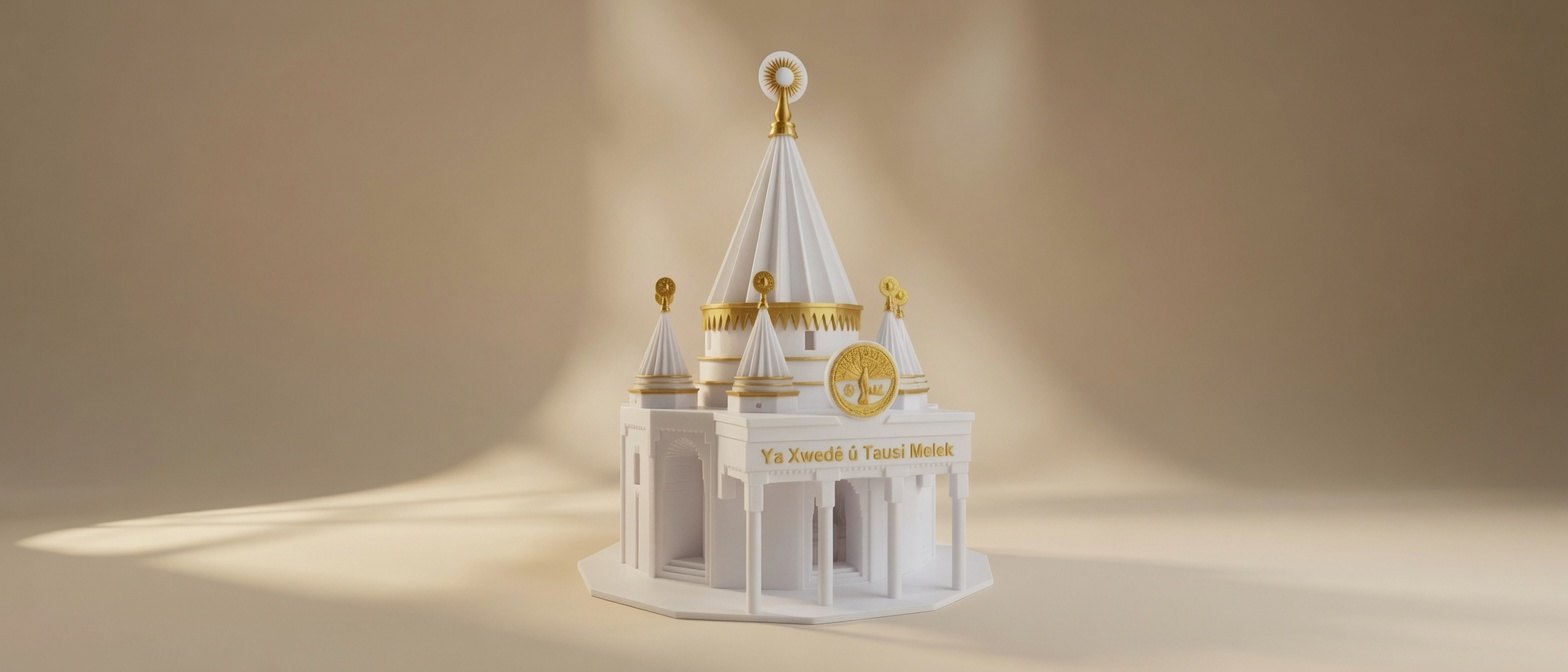 Quba-Modell in Weiß mit goldenen Details auf warmem Hintergrund