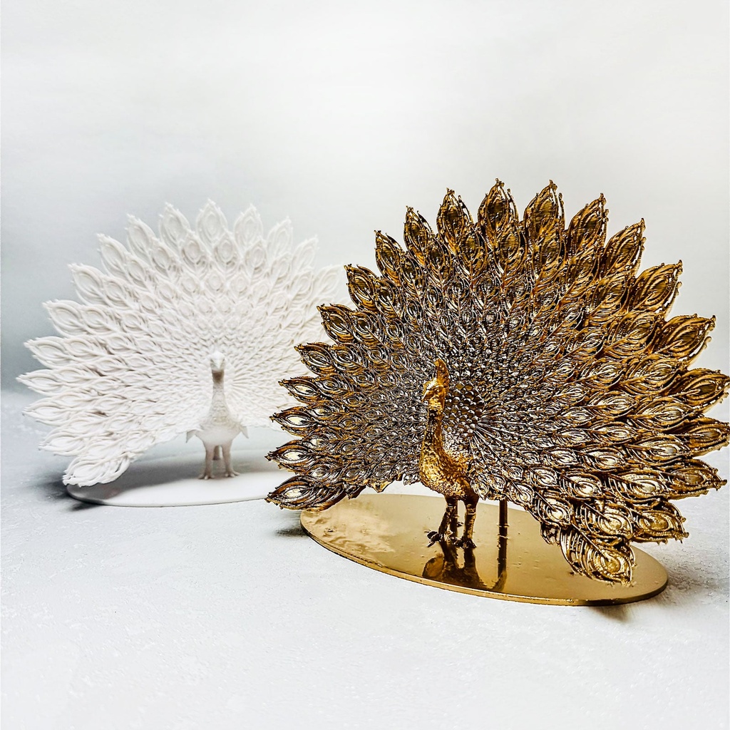 [EZD-65-1971-PfauStat-Wei] Elegante Pfau-Statue – Weiß oder Gold (Weiß)